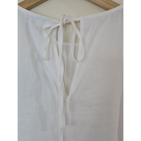 Antonio Melani White Woven Allison Blouse Womens Size Small Puff Sleeve Linen - Picture 6 of 9